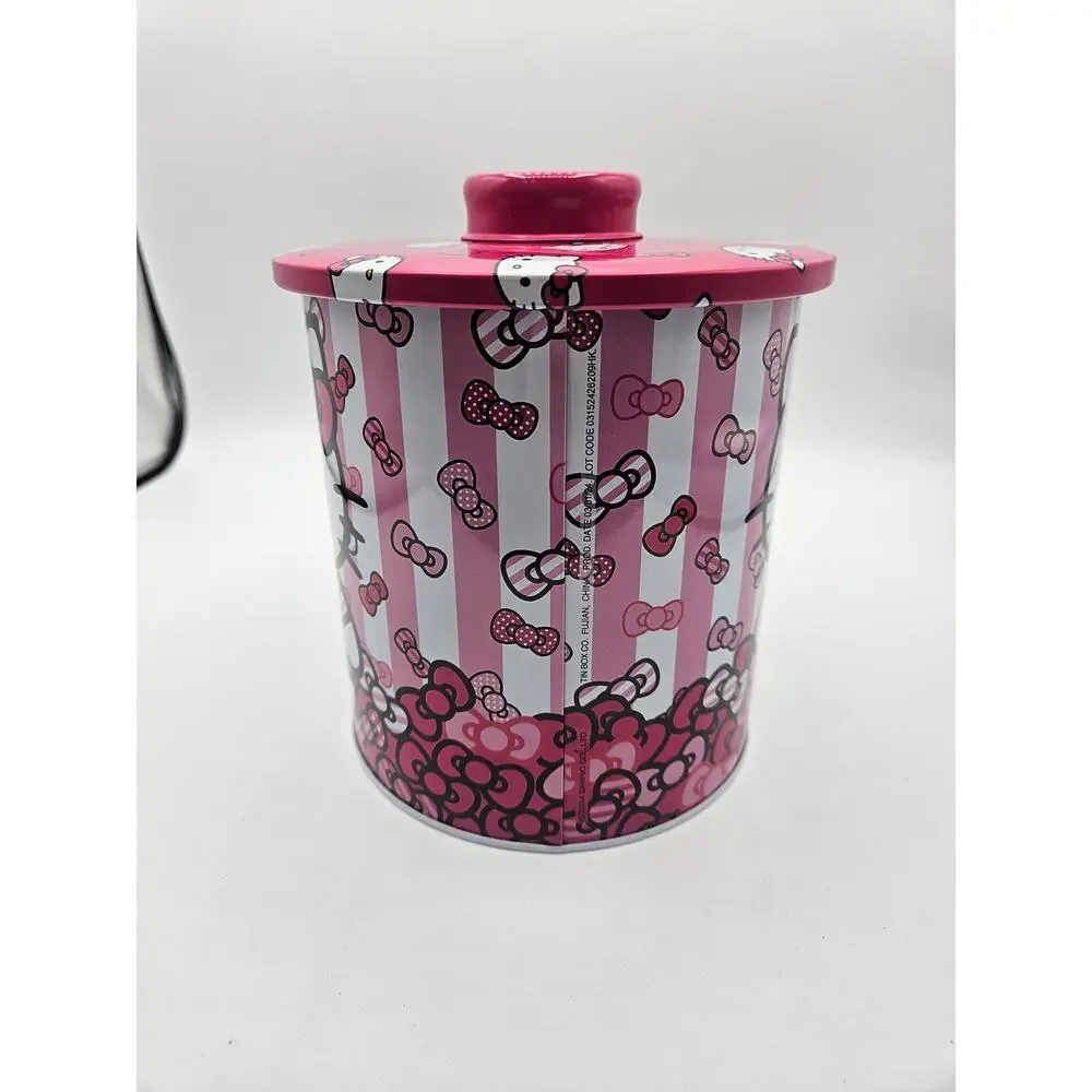 Hello Kitty Sanrio Tin Kitchen Canister Round Cookie Jar Pink‎ White NWT
